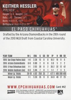 2017 Choice El Paso Chihuahuas #12 Keither Hessler Back