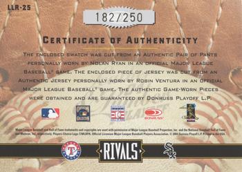 2004 Donruss Leather & Lumber - Rivals Materials #LLR-25 Nolan Ryan / Robin Ventura Back