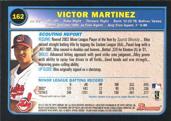 2003 Bowman #162 Victor Martinez Back
