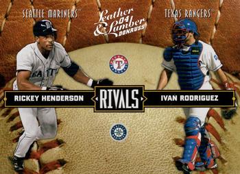 2004 Donruss Leather & Lumber - Rivals Silver #LLR-31 Rickey Henderson / Ivan Rodriguez Front