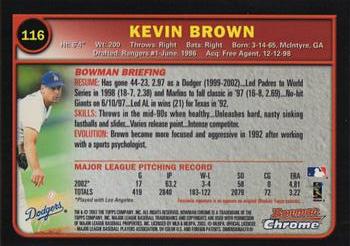 2003 Bowman Chrome #116 Kevin Brown Back