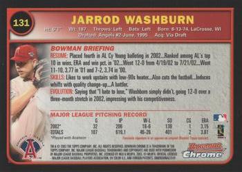 2003 Bowman Chrome #131 Jarrod Washburn Back