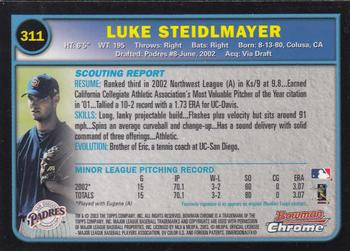 2003 Bowman Chrome #311 Luke Steidlmayer Back