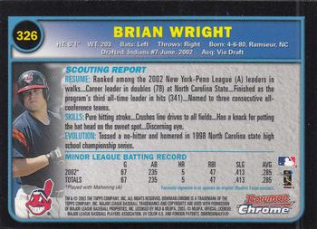 2003 Bowman Chrome #326 Brian Wright Back