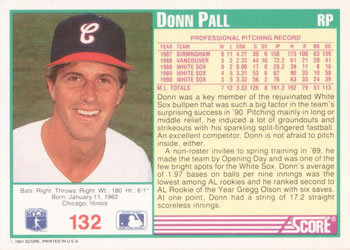 1991 Score #132 Donn Pall Back