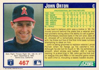 1991 Score #467 John Orton Back