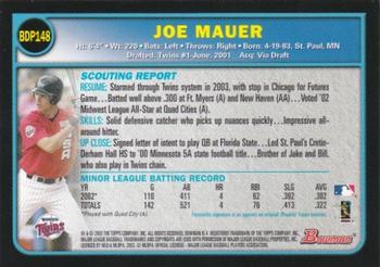 2003 Bowman Draft Picks & Prospects #BDP148 Joe Mauer Back
