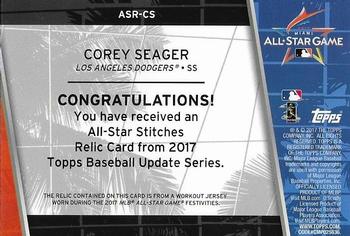 2017 Topps Update - All-Star Stitches Relics #ASR-CS Corey Seager Back