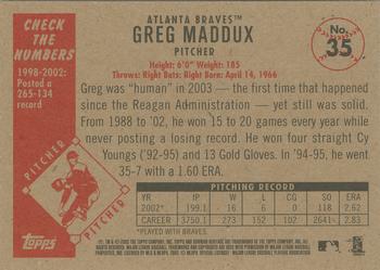 2003 Bowman Heritage #35 Greg Maddux Back