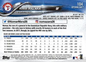 2018 Topps Opening Day #104 Nomar Mazara Back