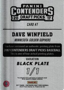 2017 Panini Contenders Draft Picks - Printing Plates Black #7 Dave Winfield Back