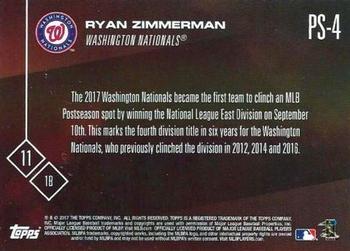 2017 Topps Now Postseason Washington Nationals #PS-4 Ryan Zimmerman Back