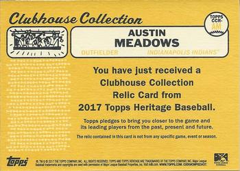 2017 Topps Heritage Minor League - Clubhouse Collection Relics Blue #CCR-AM Austin Meadows Back