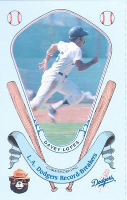 1988 Los Angeles Dodgers Record-Breakers Smokey #18 Davey Lopes Front