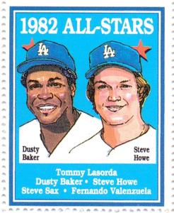 1992 Trak Auto Los Angeles Dodgers All-Star Stamps #NNO 1982 All-Stars Front