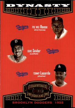 2004 Donruss Throwback Threads - Dynasty #D-2 Pee Wee Reese / Duke Snider / Tom Lasorda Front