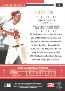 2004 Donruss Throwback Threads - Gold Proof #6 Troy Glaus Back