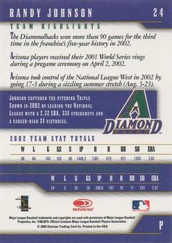 2003 Donruss Team Heroes #24 Randy Johnson Back