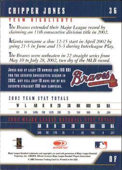 2003 Donruss Team Heroes #36 Chipper Jones Back