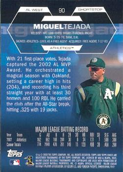 2003 Finest #90 Miguel Tejada Back