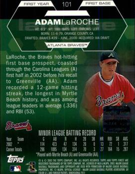 2003 Finest #101 Adam LaRoche Back