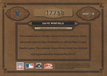 2004 Donruss Timeless Treasures - HOF Materials Jersey #HOF-8 Dave Winfield Back