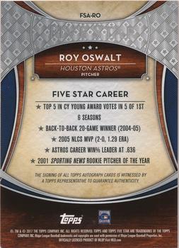 2017 Topps Five Star - Base Autograph Purple #FSA-RO Roy Oswalt Back