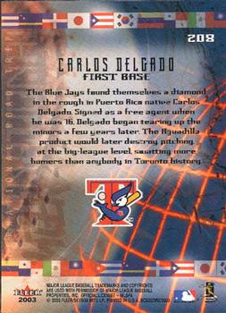 2003 Fleer Box Score #208 Carlos Delgado Back