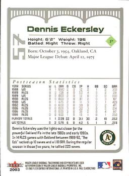 2003 Fleer Fall Classic #57 Dennis Eckersley Back