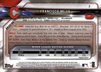 2018 Bowman #2 Francisco Mejia Back