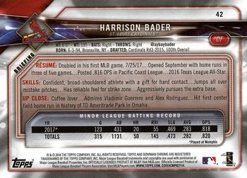 2018 Bowman #42 Harrison Bader Back