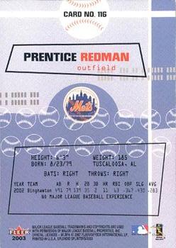 2003 Fleer Splendid Splinters #116 Prentice Redman Back