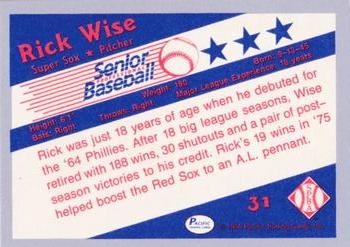 1990 Pacific Senior League - Glossy #31 Rick Wise Back