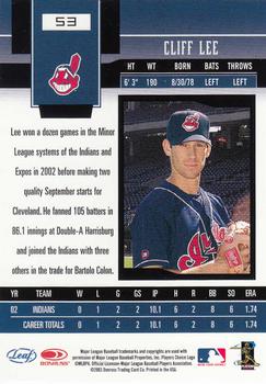 2003 Leaf Certified Materials #53 Cliff Lee Back