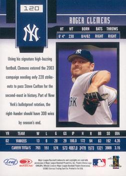 2003 Leaf Certified Materials #120 Roger Clemens Back