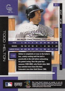 2003 Playoff Absolute Memorabilia #21 Todd Helton Back