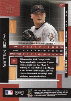 2003 Playoff Absolute Memorabilia #40 Wade Miller Back