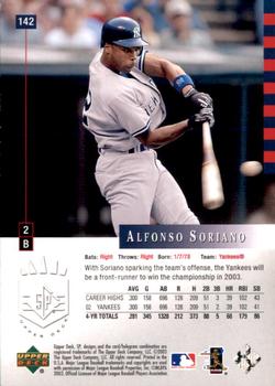 2003 SP Authentic #142 Alfonso Soriano Back