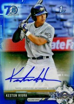 2017 Bowman Draft - Chrome Draft Pick Autographs Blue Refractor #CDA-KH Keston Hiura Front