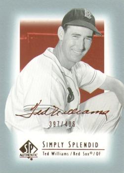 2003 SP Authentic - Simply Splendid #TW30 Ted Williams Front