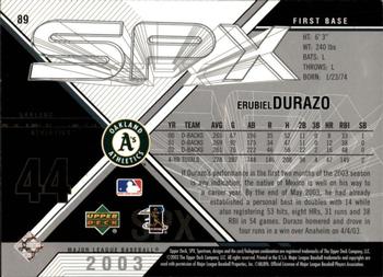 2003 SPx #89 Erubiel Durazo Back