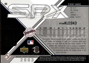 2003 SPx #96 Ryan Klesko Back