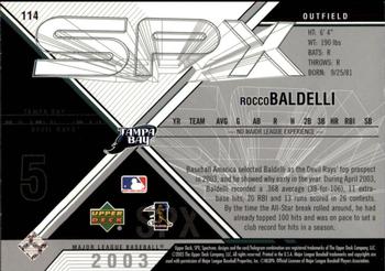 2003 SPx #114 Rocco Baldelli Back