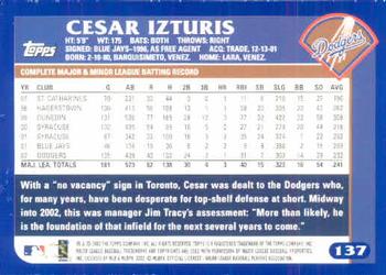 2003 Topps #137 Cesar Izturis Back
