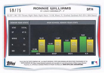2014 Bowman Draft - Green #DP74 Ronnie Williams Back