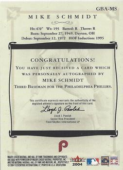 2004 Fleer Greats of the Game - Autographs #GBA-MS Mike Schmidt Back