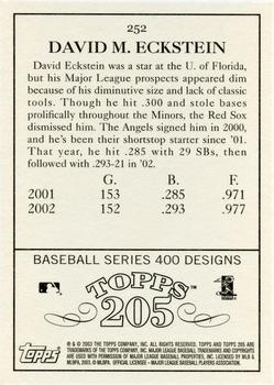 2003 Topps 205 #252 David Eckstein Back