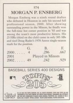 2003 Topps 205 #274 Morgan Ensberg Back