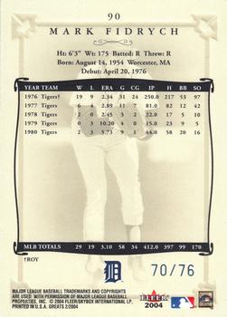 2004 Fleer Greats of the Game - Blue #90 Mark Fidrych Back