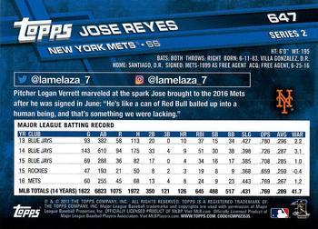2017 Topps - Limited Edition #647 Jose Reyes Back